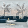 Fototapeta Banana Tree Wallpaper Design With Pastel Tones, Tropical Landscape, Mural Art.