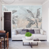 Fototapeta Banana Tree Wallpaper Design With Pastel Tones, Tropical Landscape, Mural Art.