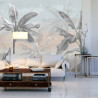 Fototapeta Banana Tree Wallpaper Design With Pastel Tones, Tropical Landscape, Mural Art.