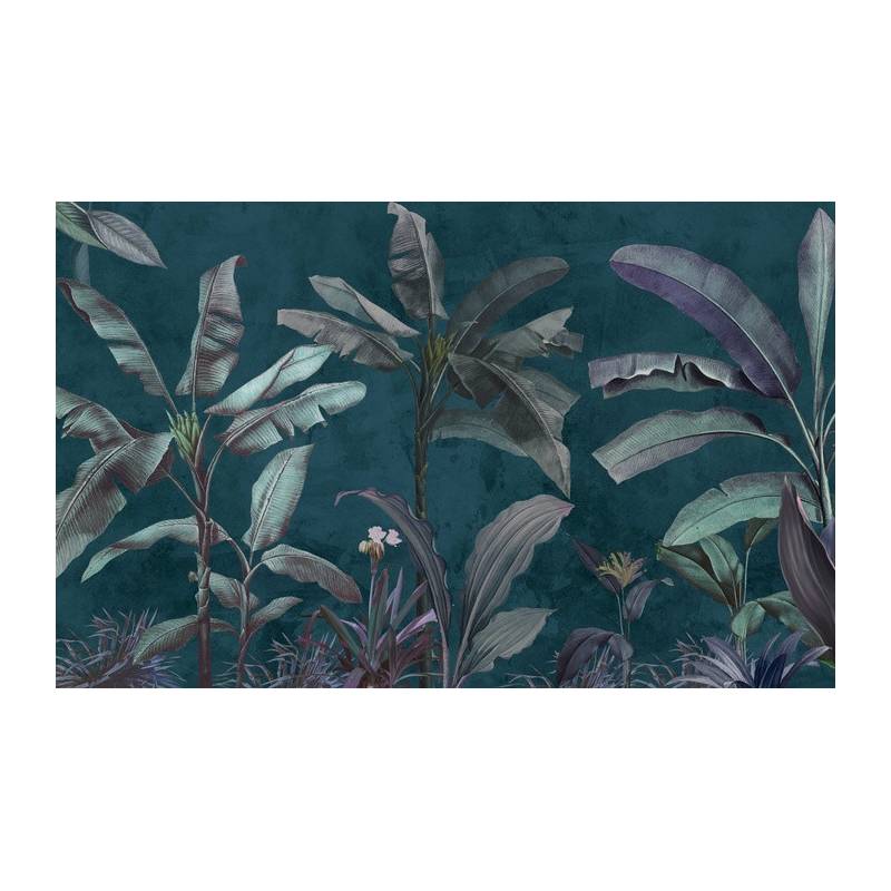 Fototapeta Tropical Trees Wallpaper Design, Banana Trees And Plants, Dark Background, Pattern Design, Mural Art.