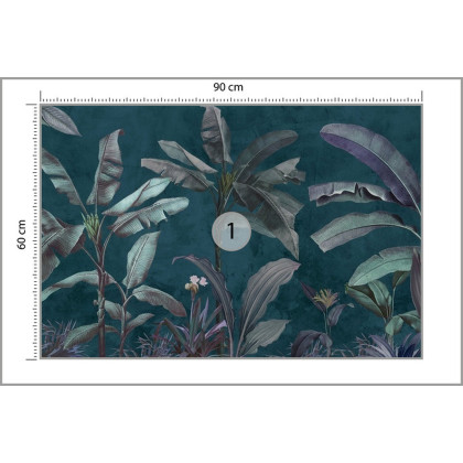 Fototapeta Tropical Trees Wallpaper Design, Banana Trees And Plants, Dark Background, Pattern Design, Mural Art.