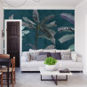 Fototapeta Tropical Trees Wallpaper Design, Banana Trees And Plants, Dark Background, Pattern Design, Mural Art.