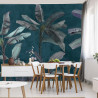 Fototapeta Tropical Trees Wallpaper Design, Banana Trees And Plants, Dark Background, Pattern Design, Mural Art.