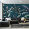 Fototapeta Tropical Trees Wallpaper Design, Banana Trees And Plants, Dark Background, Pattern Design, Mural Art.