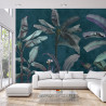 Fototapeta Tropical Trees Wallpaper Design, Banana Trees And Plants, Dark Background, Pattern Design, Mural Art.