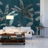 Fototapeta Tropical Trees Wallpaper Design, Banana Trees And Plants, Dark Background, Pattern Design, Mural Art.