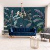 Fototapeta Tropical Trees Wallpaper Design, Banana Trees And Plants, Dark Background, Pattern Design, Mural Art.