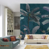 Fototapeta Tropical Trees Wallpaper Design, Banana Trees And Plants, Dark Background, Pattern Design, Mural Art.