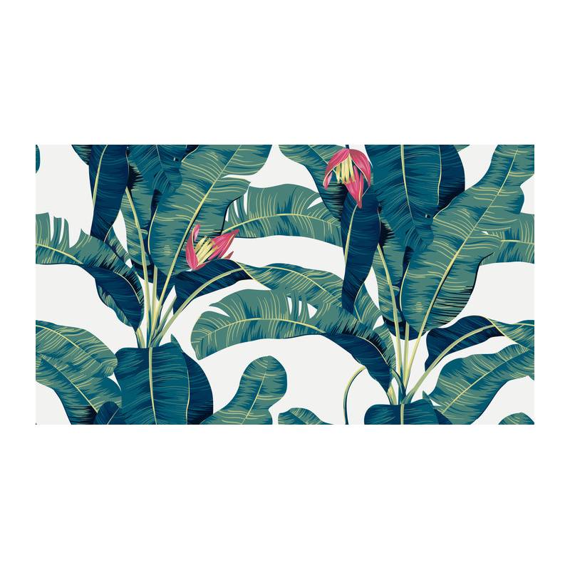 Fototapeta Botanical Seamless Pattern, Hand Drawn Banana Tree On Bright Grey
