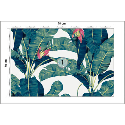 Fototapeta Botanical Seamless Pattern, Hand Drawn Banana Tree On Bright Grey