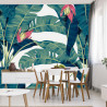 Fototapeta Botanical Seamless Pattern, Hand Drawn Banana Tree On Bright Grey