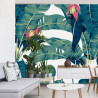 Fototapeta Botanical Seamless Pattern, Hand Drawn Banana Tree On Bright Grey