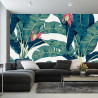 Fototapeta Botanical Seamless Pattern, Hand Drawn Banana Tree On Bright Grey