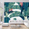 Fototapeta Botanical Seamless Pattern, Hand Drawn Banana Tree On Bright Grey