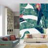 Fototapeta Botanical Seamless Pattern, Hand Drawn Banana Tree On Bright Grey