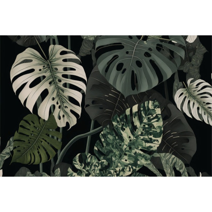 Fototapeta 4K Resolution Or Higher, Botanical Maximalism, High Contrast Leaves Pattern. Generative Ai Technology