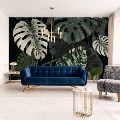 Fototapeta 4K Resolution Or Higher, Botanical Maximalism, High Contrast Leaves Pattern. Generative Ai Technology