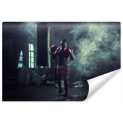 Fototapeta Bokser W Zadymionym Pomieszczeniu