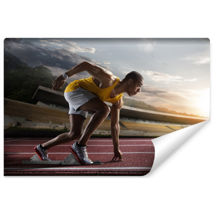 Fototapeta Sportowiec W Bloku Startowym 3D