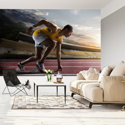 Fototapeta Sportowiec W Bloku Startowym 3D