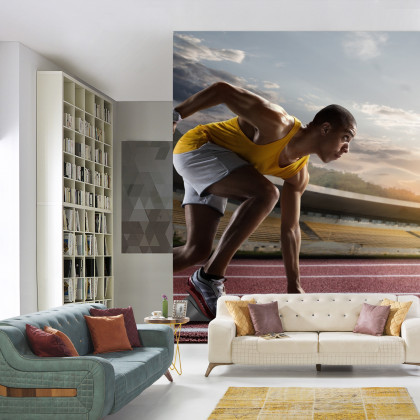 Fototapeta Sportowiec W Bloku Startowym 3D