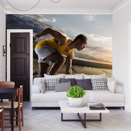 Fototapeta Sportowiec W Bloku Startowym 3D