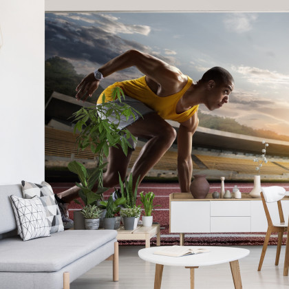 Fototapeta Sportowiec W Bloku Startowym 3D