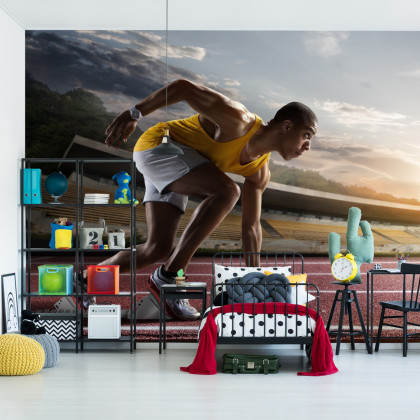 Fototapeta Sportowiec W Bloku Startowym 3D