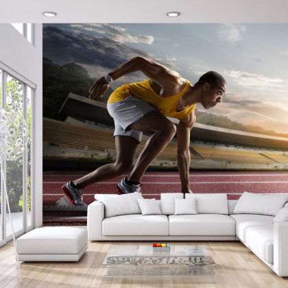 Fototapeta Sportowiec W Bloku Startowym 3D
