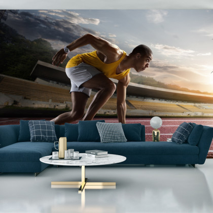 Fototapeta Sportowiec W Bloku Startowym 3D