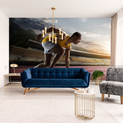 Fototapeta Sportowiec W Bloku Startowym 3D
