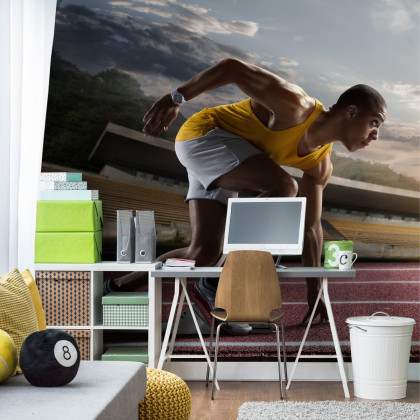Fototapeta Sportowiec W Bloku Startowym 3D