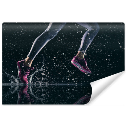 Fototapeta Sprinterka Biegnąca W Deszczu 3D