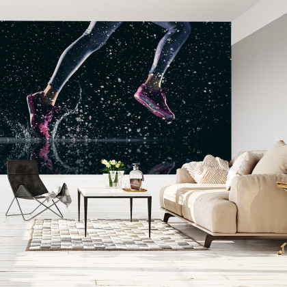 Fototapeta Sprinterka Biegnąca W Deszczu 3D