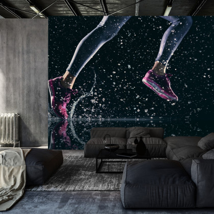 Fototapeta Sprinterka Biegnąca W Deszczu 3D