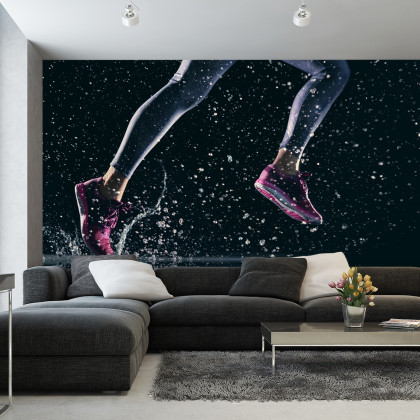 Fototapeta Sprinterka Biegnąca W Deszczu 3D