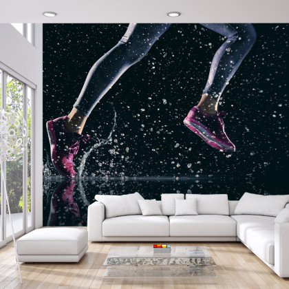 Fototapeta Sprinterka Biegnąca W Deszczu 3D