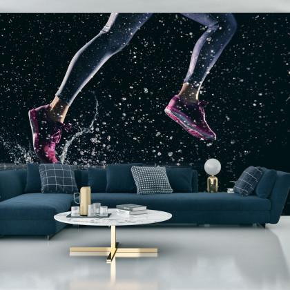 Fototapeta Sprinterka Biegnąca W Deszczu 3D