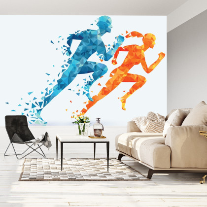 Fototapeta Geometryczni Sportowi Biegacze
