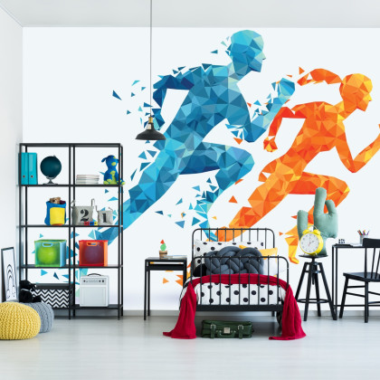 Fototapeta Geometryczni Sportowi Biegacze