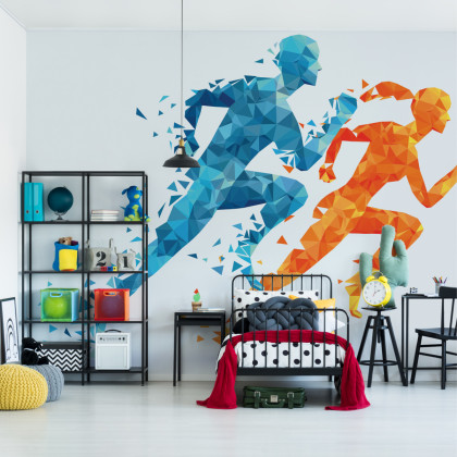 Fototapeta Geometryczni Sportowi Biegacze