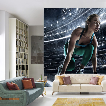 Fototapeta Sprinterka Zaczynająca Bieg Na Starcie 3D