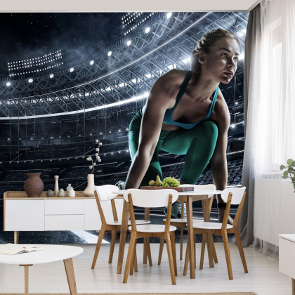 Fototapeta Sprinterka Zaczynająca Bieg Na Starcie 3D