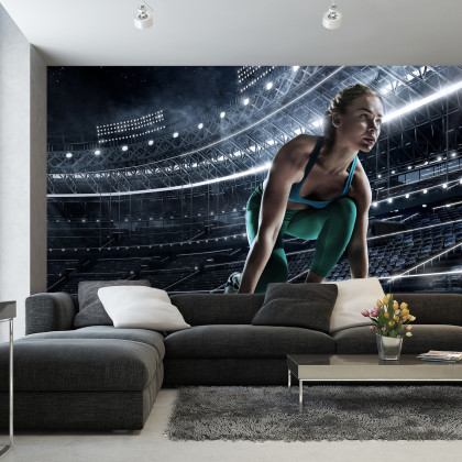 Fototapeta Sprinterka Zaczynająca Bieg Na Starcie 3D