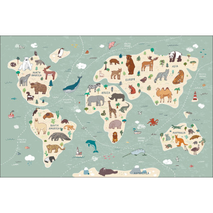 Fototapeta Kolorowa Mapa Świata Dla Dzieci
