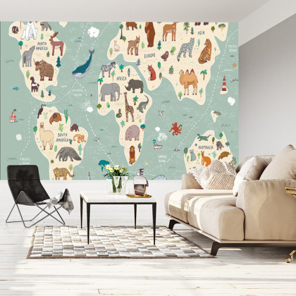 Fototapeta Kolorowa Mapa Świata Dla Dzieci
