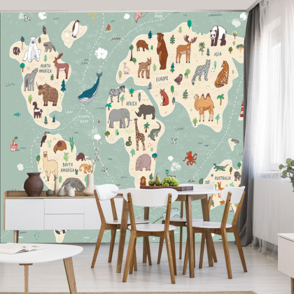 Fototapeta Kolorowa Mapa Świata Dla Dzieci