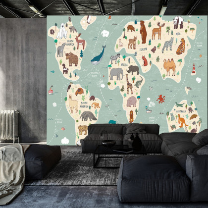 Fototapeta Kolorowa Mapa Świata Dla Dzieci