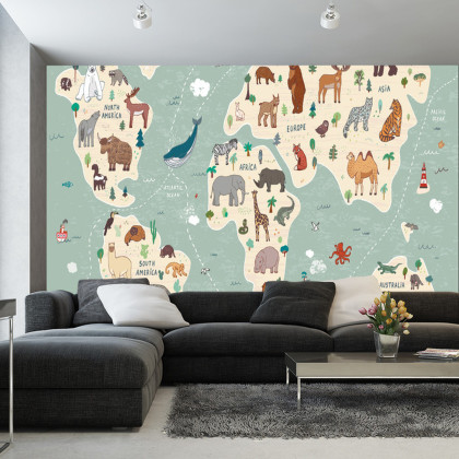 Fototapeta Kolorowa Mapa Świata Dla Dzieci