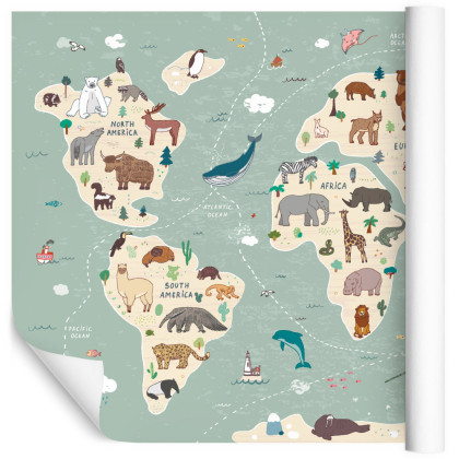 Fototapeta Kolorowa Mapa Świata Dla Dzieci